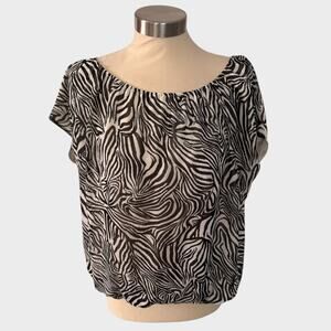 Vince Camuto Womens Medium Zebra-Print off-the-shoulder Blouse
